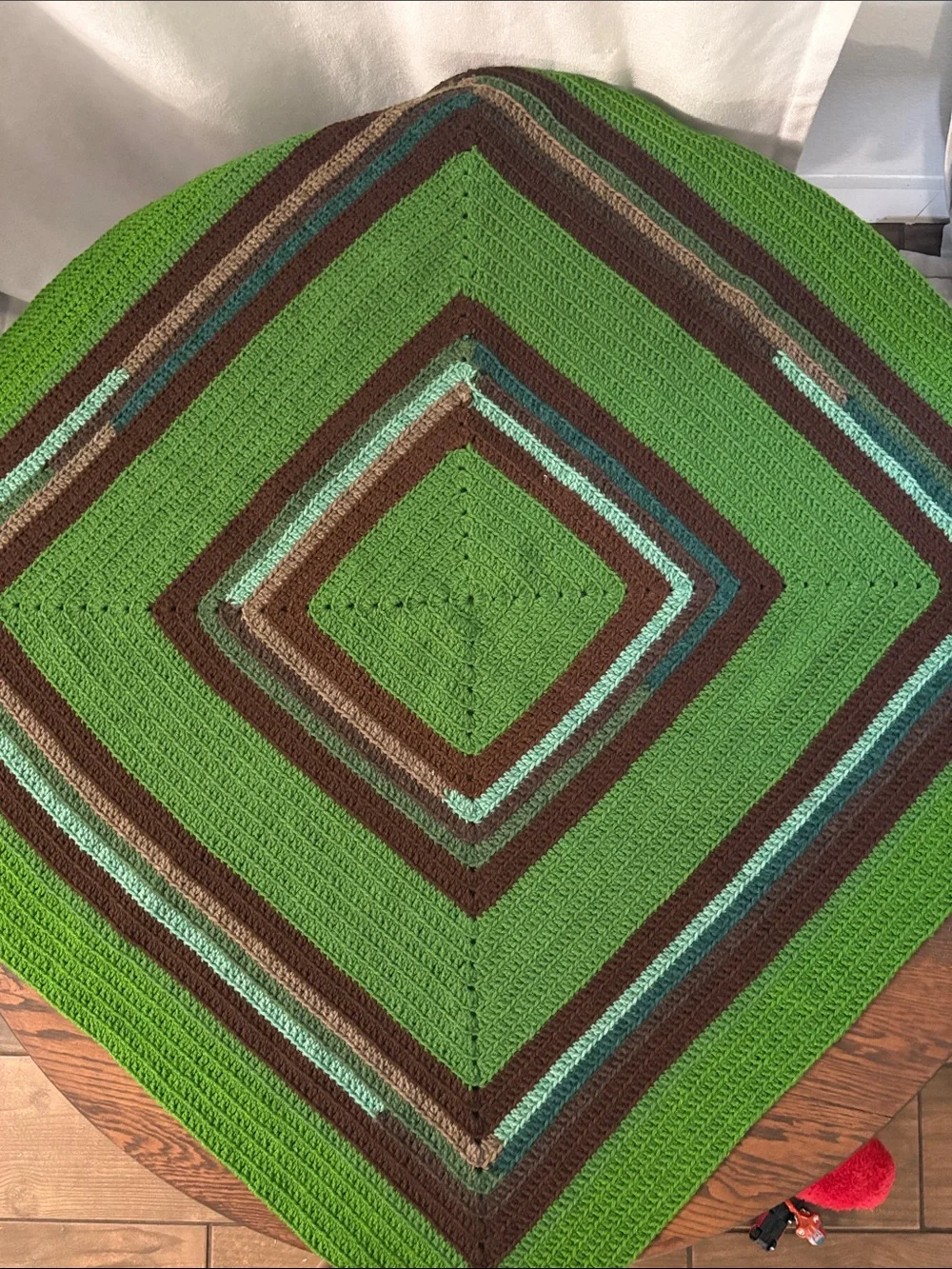Green and Brown Striped Crochet Throw Blanket - Brand Unspecified